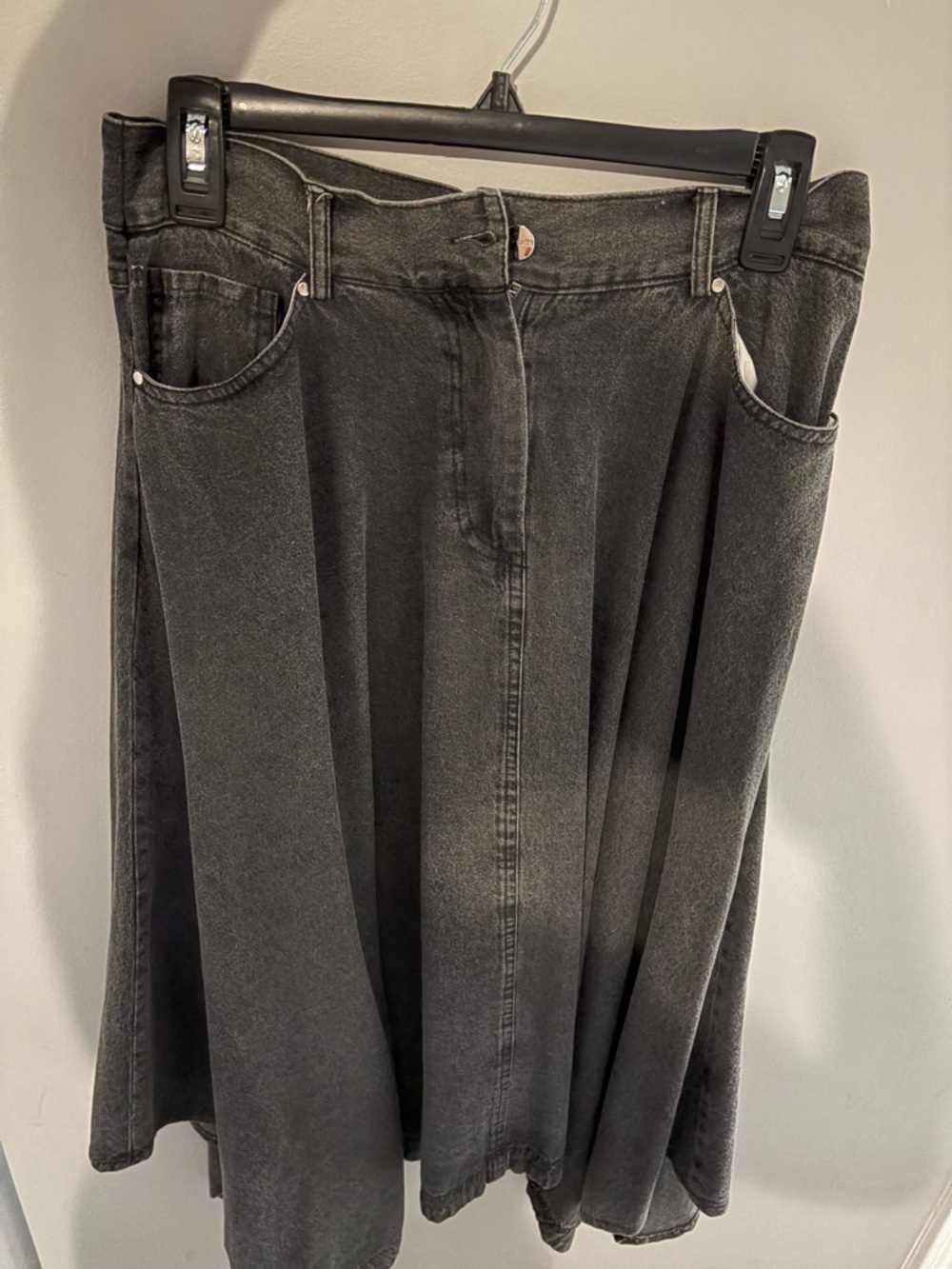 Women's Grey Denim Asymmetrical Denim Skirt